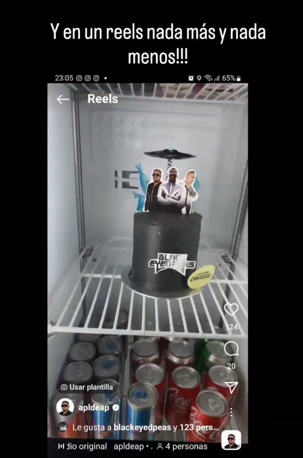 Historia de Instagram de Black Eyed Peas con la tarta del festival